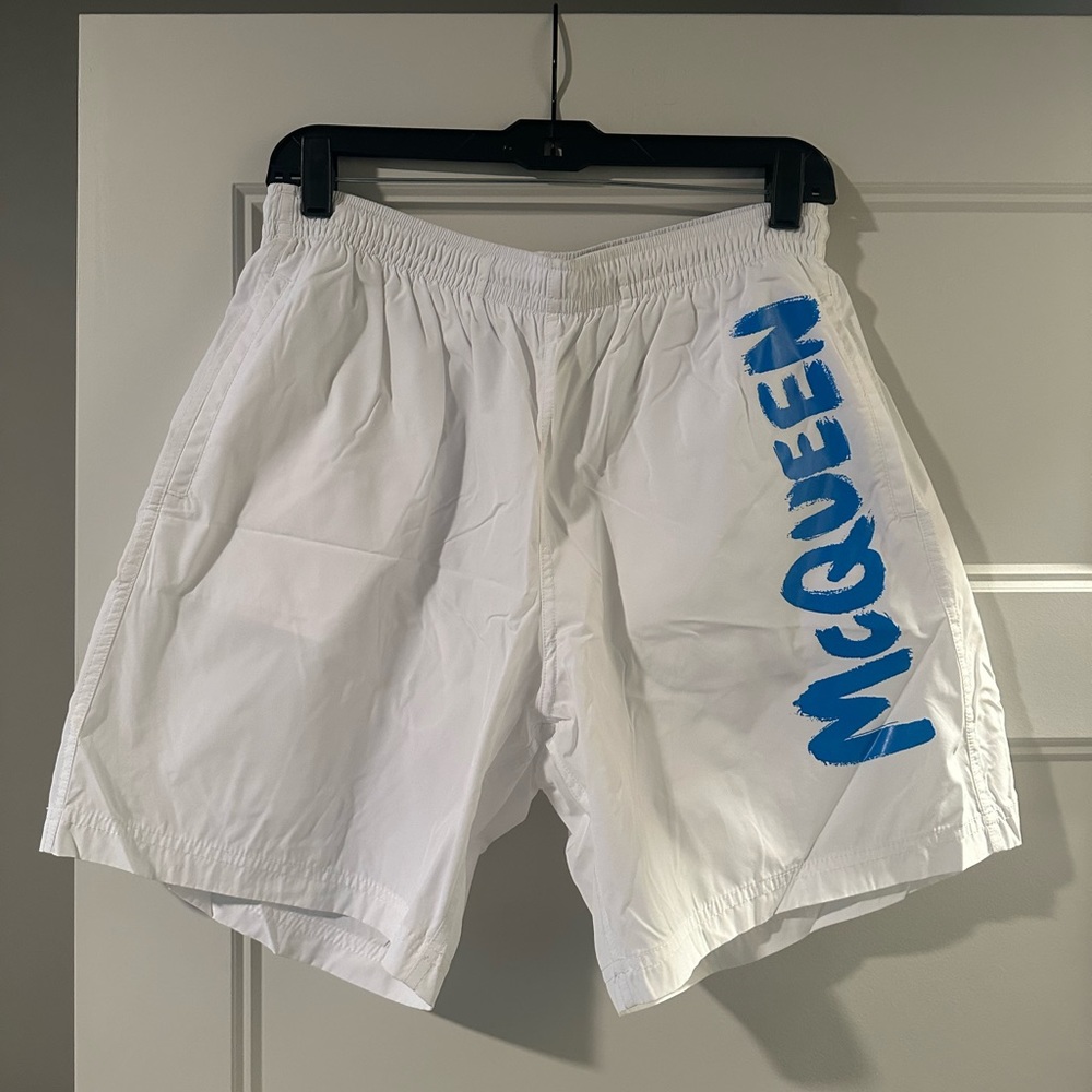 Men’s Alexander McQueen Graffiti Logo Swim Trunks